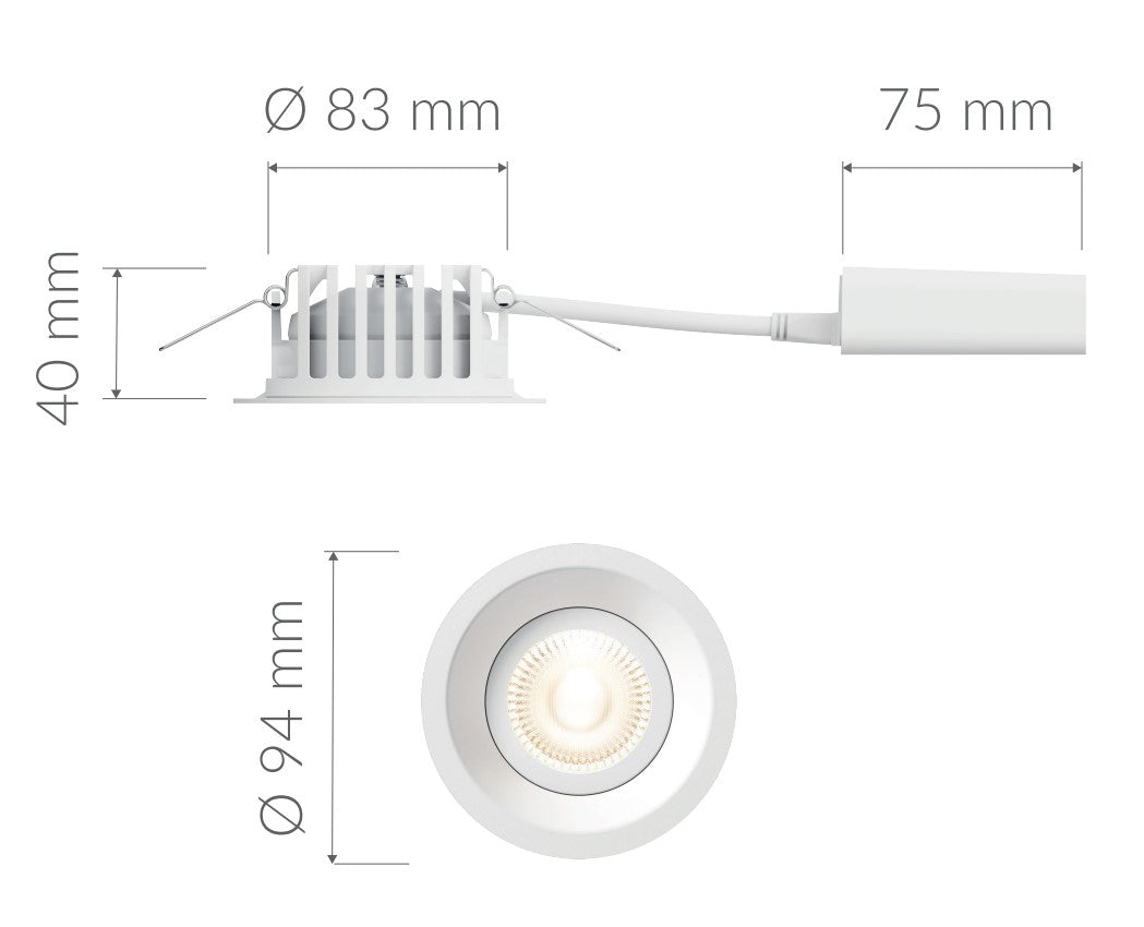Alasvalo Plejd DWN-01, 8W, IP44, 2200-4000K, Ø94*40mm, valkoinen