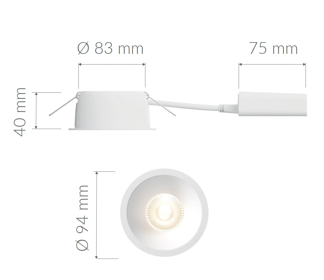 Alasvalo Plejd DWN-02, 8W, IP44, 2200-4000K, Ø94*40mm, musta, 6-pack