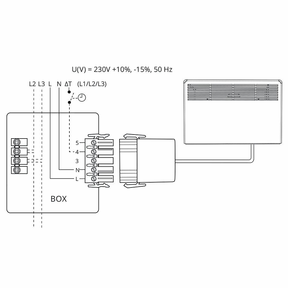 Lämmitin Ensto BETA BT 500W 39x59cm kytkentärasialla