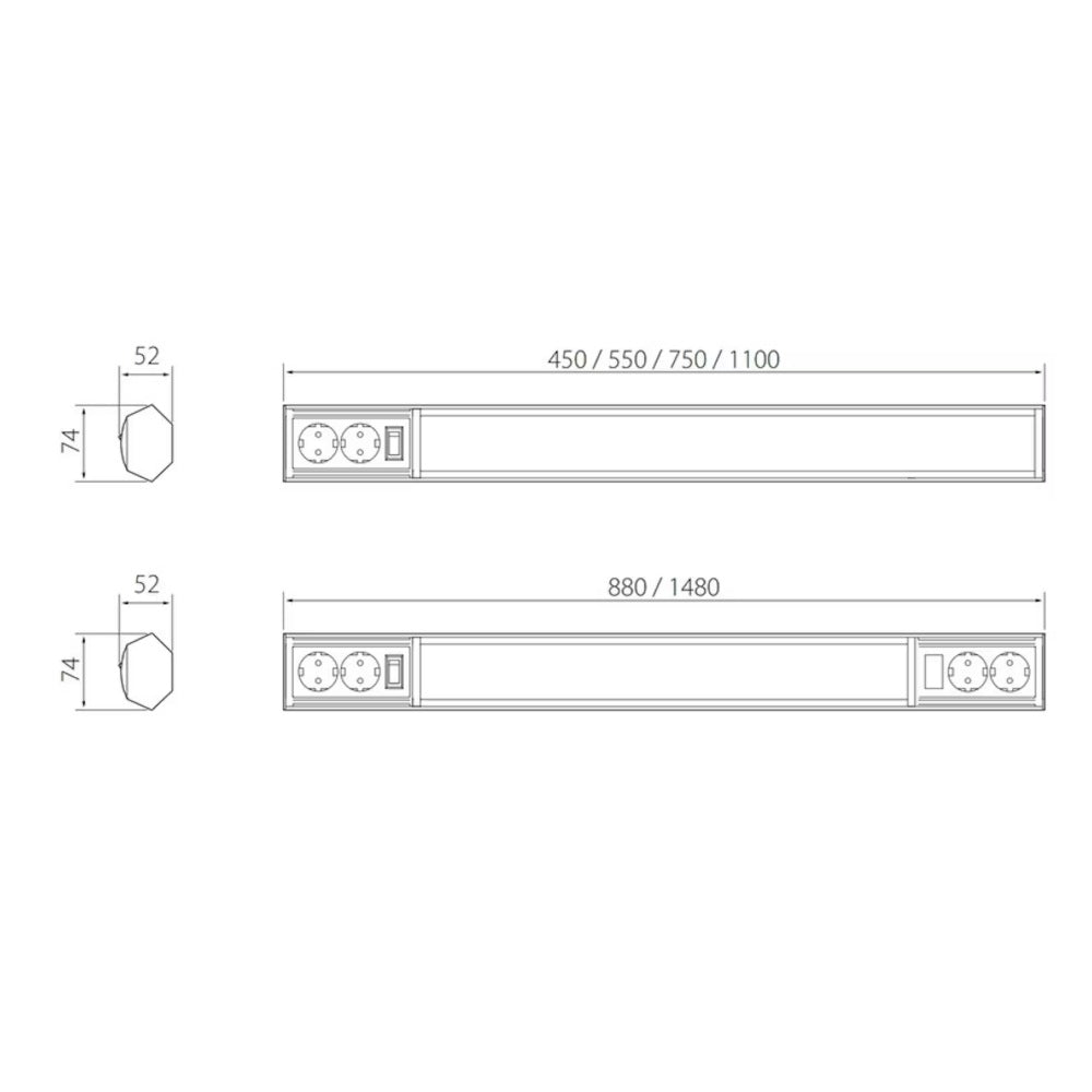 Työpistevalaisin Onnline Onnpoint, 20W, IP21, 1480mm, 2 x 2-os PR