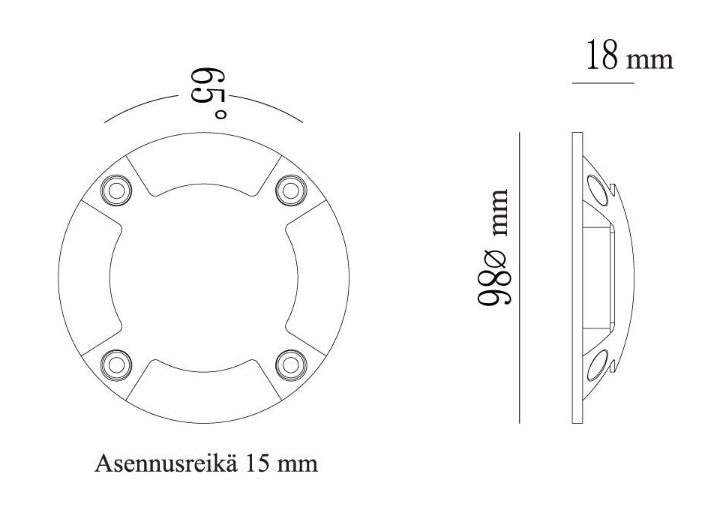 Terassivalo FTLIGHT Marina 24V mittakuva