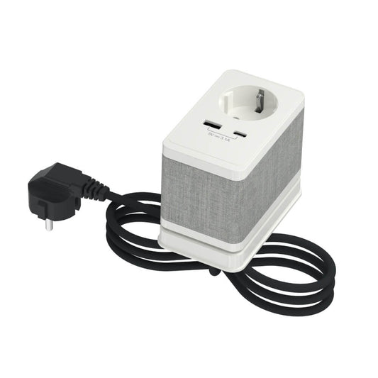 Työpöydän pistorasia Schneider Electric Unica System+, Schuko+USB-A+USB-C, valkoinen