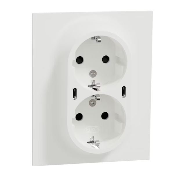 Pistorasia ELKO One 2-PR PL IP20 2xUSB-C PD 25W Valkoinen