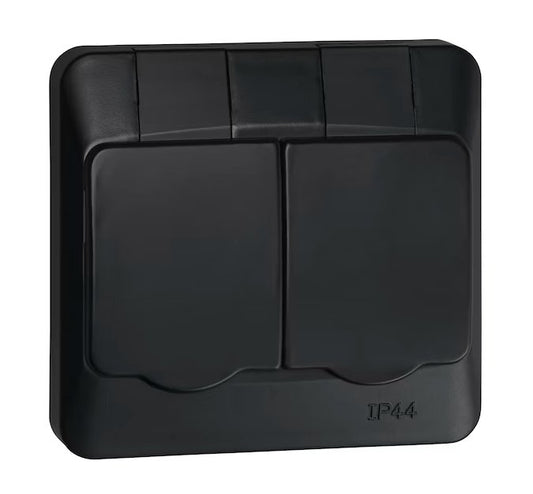 Pistorasia Opal Uppo 2-osainen 16A IP44 UPR Musta