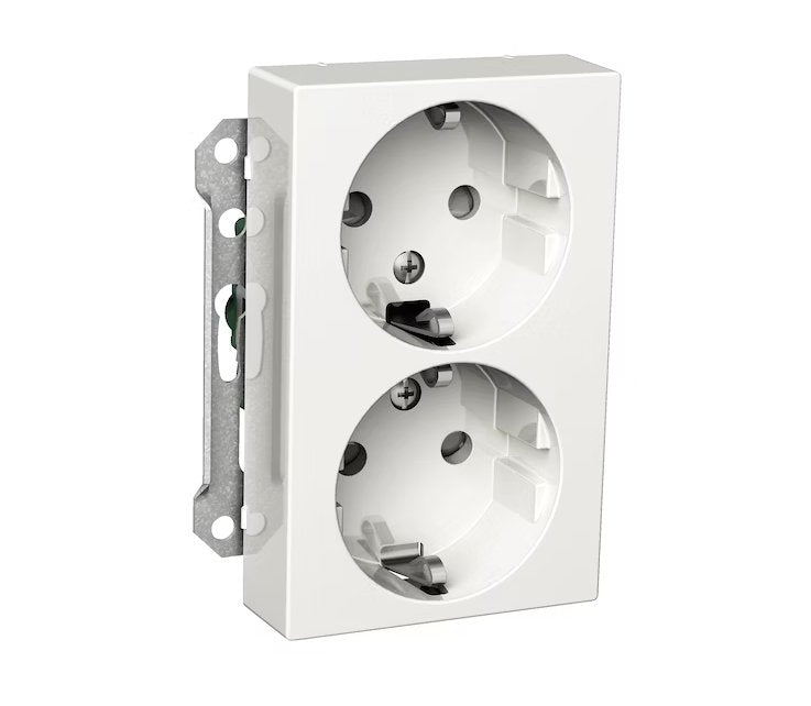 Pistorasia Schneider Electric Exxact 2-osainen 16A IP20 2x UKJ Valkoinen